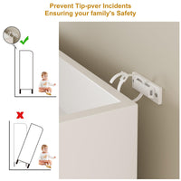Meuble à chaussures Garvee avec 3 portes en rotin, étagères réglables, en MDF blanc, idéal pour l'entrée et le salon, grand espace de rangement, 117 cm (L) x 35 cm (l) x 73 cm (H)