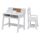 Garvee Ensemble Bureau et Chaise pour Enfants - Bureau d'Étude en Bois avec Tiroirs en Tissu et Porte-Stylos - Chambre d'Enfants - Confort et Rangement