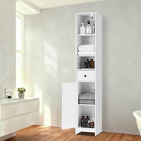 Meuble de salle de bain Garvee de 170 cm de haut avec portes coulissantes, 3 niveaux, bois noir, polyvalent pour salle de bain et couloir, mince