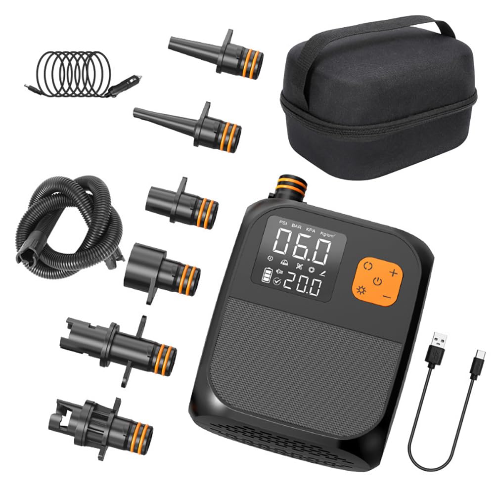 Pompe à air Garvee 80W rechargeable avec batterie et lampe LED 8000mAh pour voiture, SUP, kayak, camping et activités de plein air
