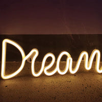Garvee Enseigne lumineuse LED néon Dream, alimentée par USB, pour chambre, bar, mariage, 39 × 13,5 cm, Blanc chaud