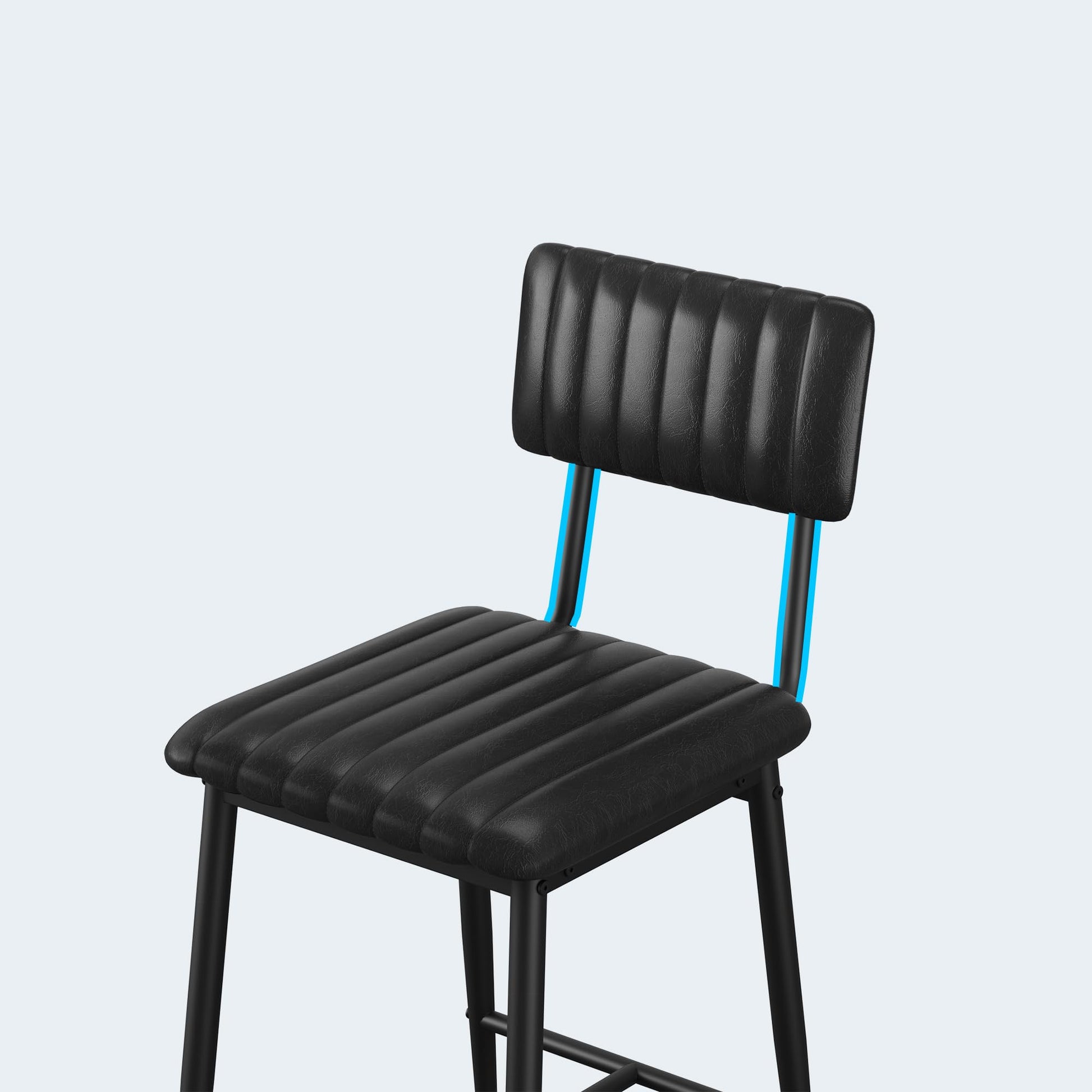 Ensemble de 2 tabourets de bar Garvee, en cuir PU, rembourrage épais, pieds en métal, dossier et repose-pieds, idéal pour îlot de cuisine, 65 cm (25,6 pouces), stable et élégant.