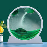 Garvee Décoration de sable 3D relaxante , tableau de sable rond en mouvement, vert, pour bureau et salon - Vert