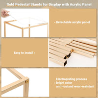 Ensemble de 4 supports à fleurs Garvee pour mariage, en acrylique laminé, design géométrique, stable, pour événements et décoration intérieure, différentes tailles, doré