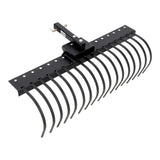 Garvee Râteau paysager 122 cm pour ATV et tracteur, 17 dents en acier, attelage 5 cm, finition anticorrosion, pour pelouse et débris