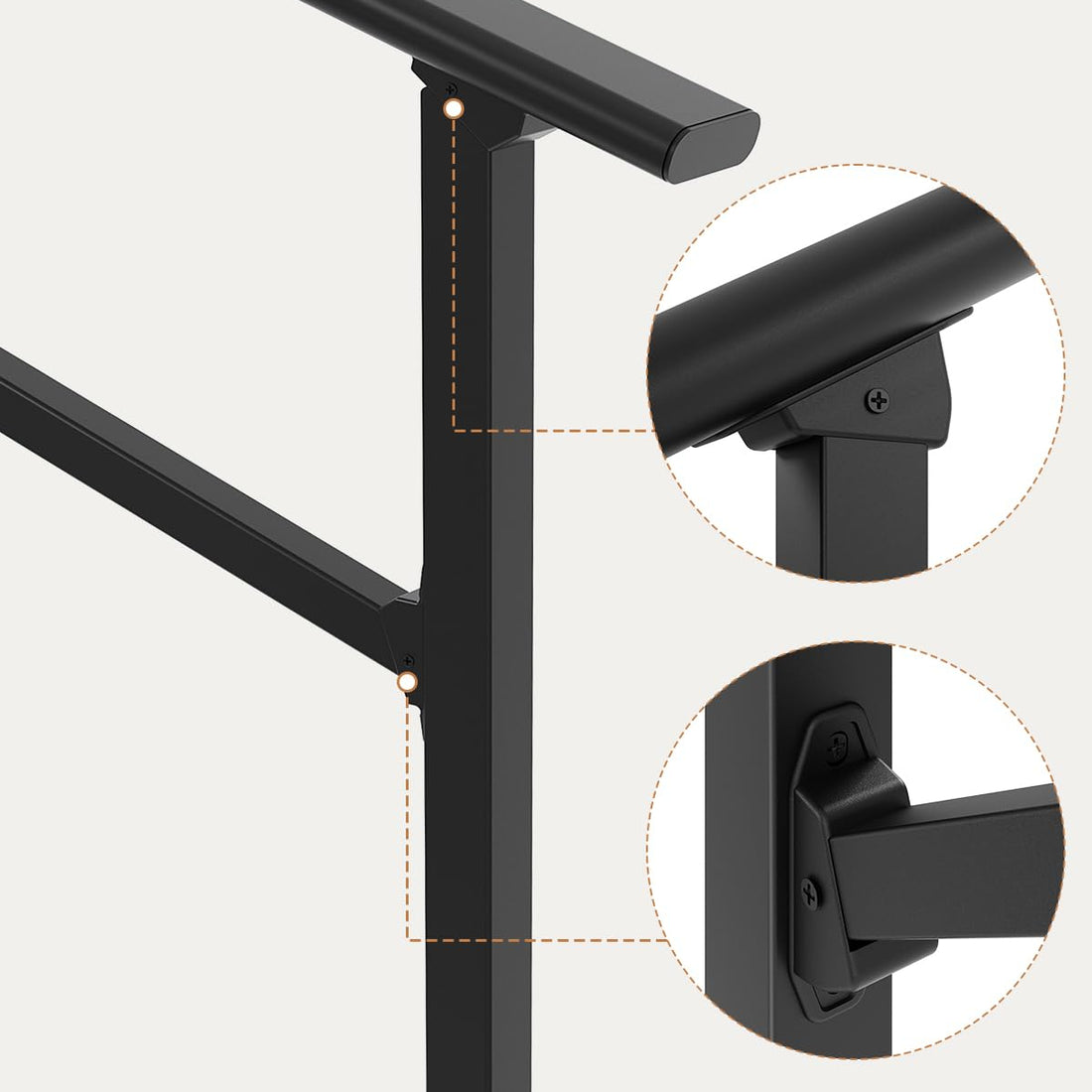 Garvee Rampe d’Escalier pour 2 Marches, Ajustable de 0° à 45°, Finition Noir, avc Kit de Sécurité pour Maison et Commerce, avec gants