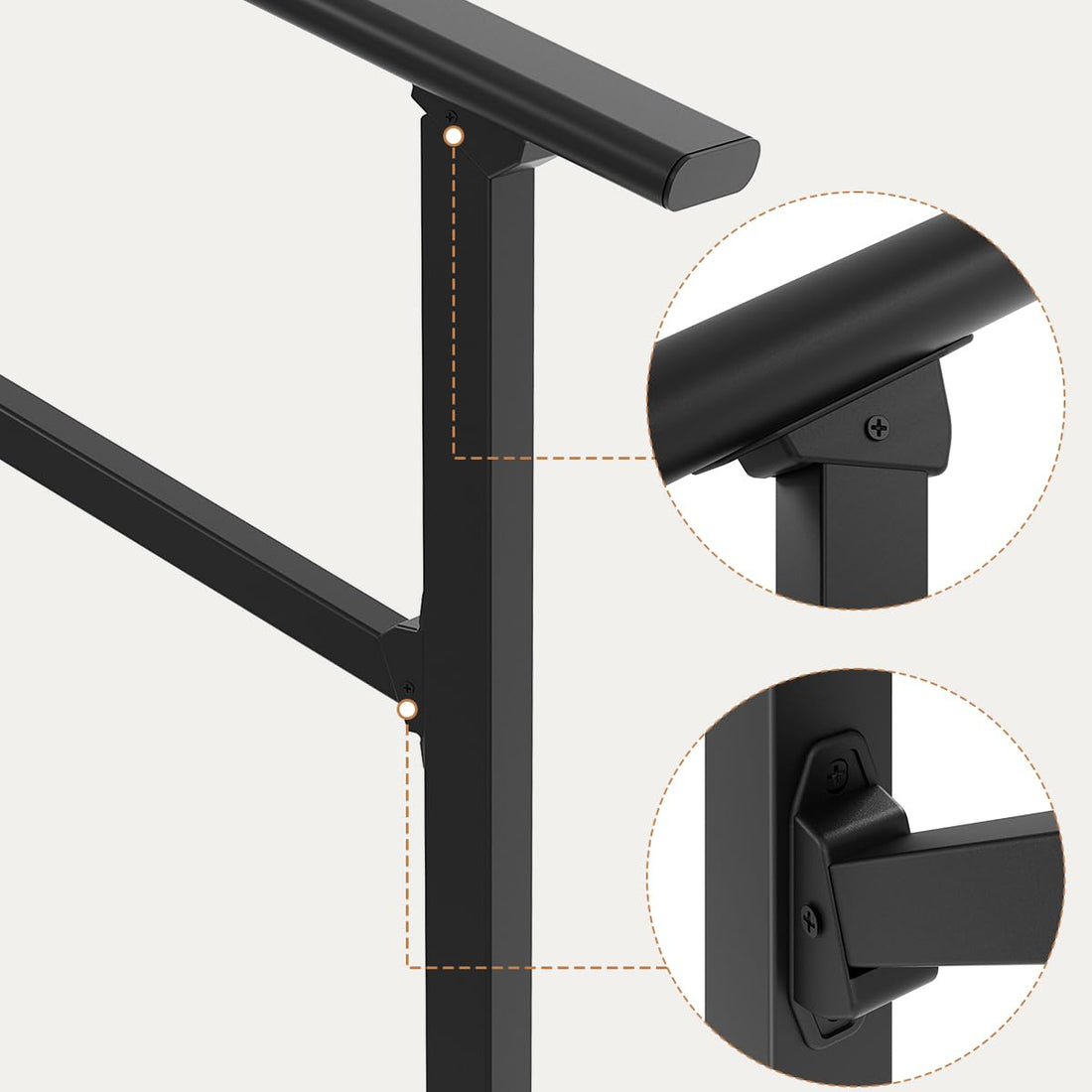 Garvee Rampe d’Escalier pour 3 Marches, Ajustable de 0° à 45°, Finition Noir, avc Kit de Sécurité pour Maison et Commerce, avec gants