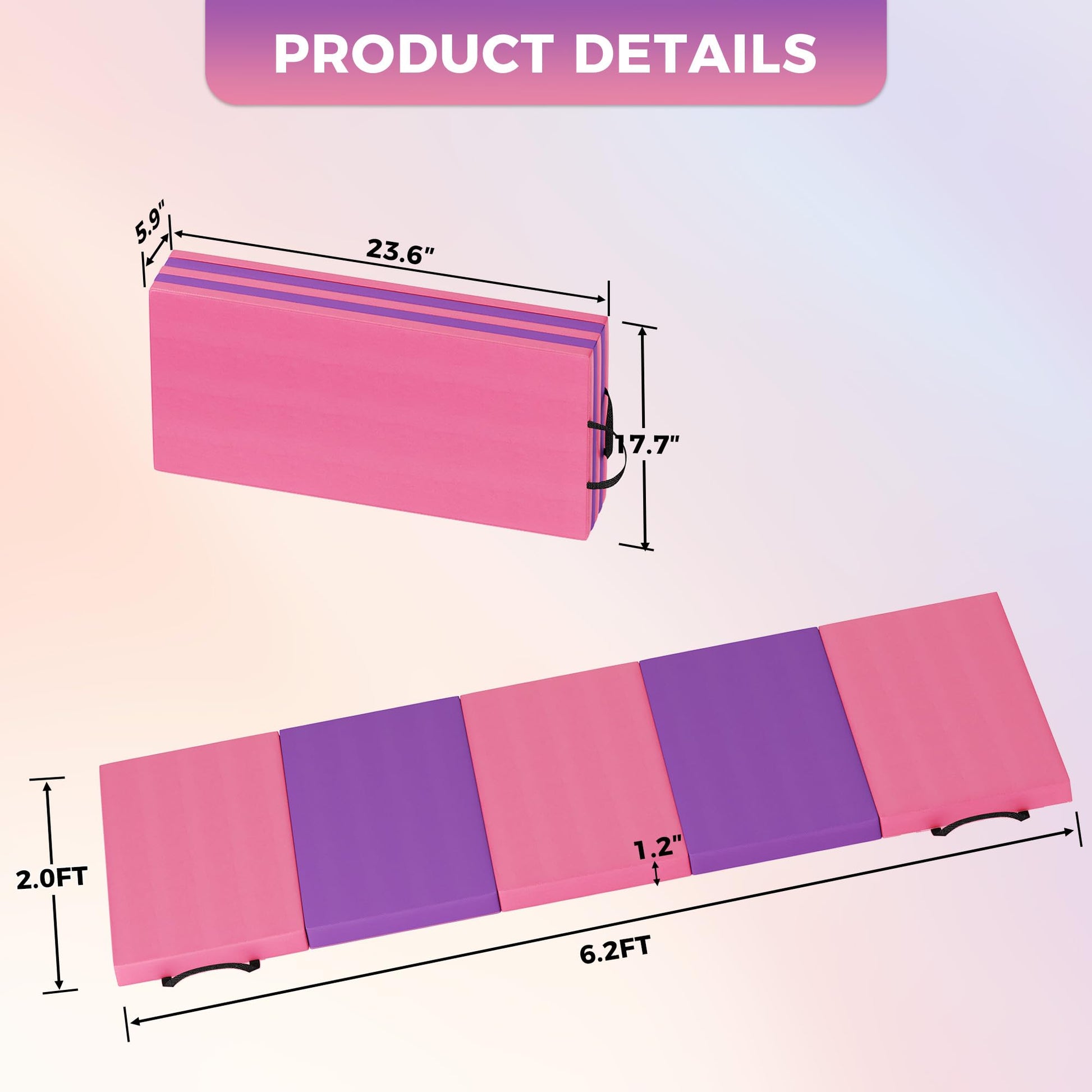 Tapis de gymnastique pliable Garvee 1,2'' en mousse EPE et cuir PU antidérapant, portable, pour le yoga et les arts martiaux, ensemble de 5 pièces