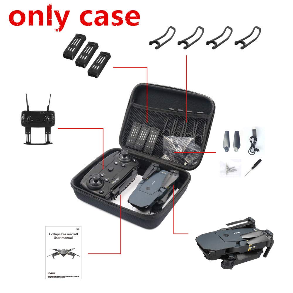 Étui de transport Garvee pour drones E58, JY018, JY019, GW58, X6, E010, E010S, E013 et E5 - Bras pliable, robuste et léger - Noir - Usage extérieur