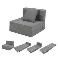Canapé-lit pliable Garvee avec oreillers, mousse à mémoire de forme, multifonctionnel pour salon et bureau, 182 x 71 x 15 cm, gris