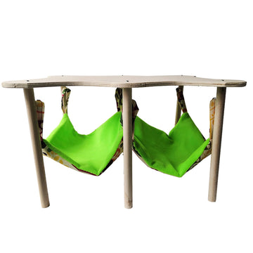 Lit hamac GARVEE pour cobayes, lapins et furets, grand format, avec cadre en bois, 30 x 30 x 24 cm, tissu doux, style champêtre