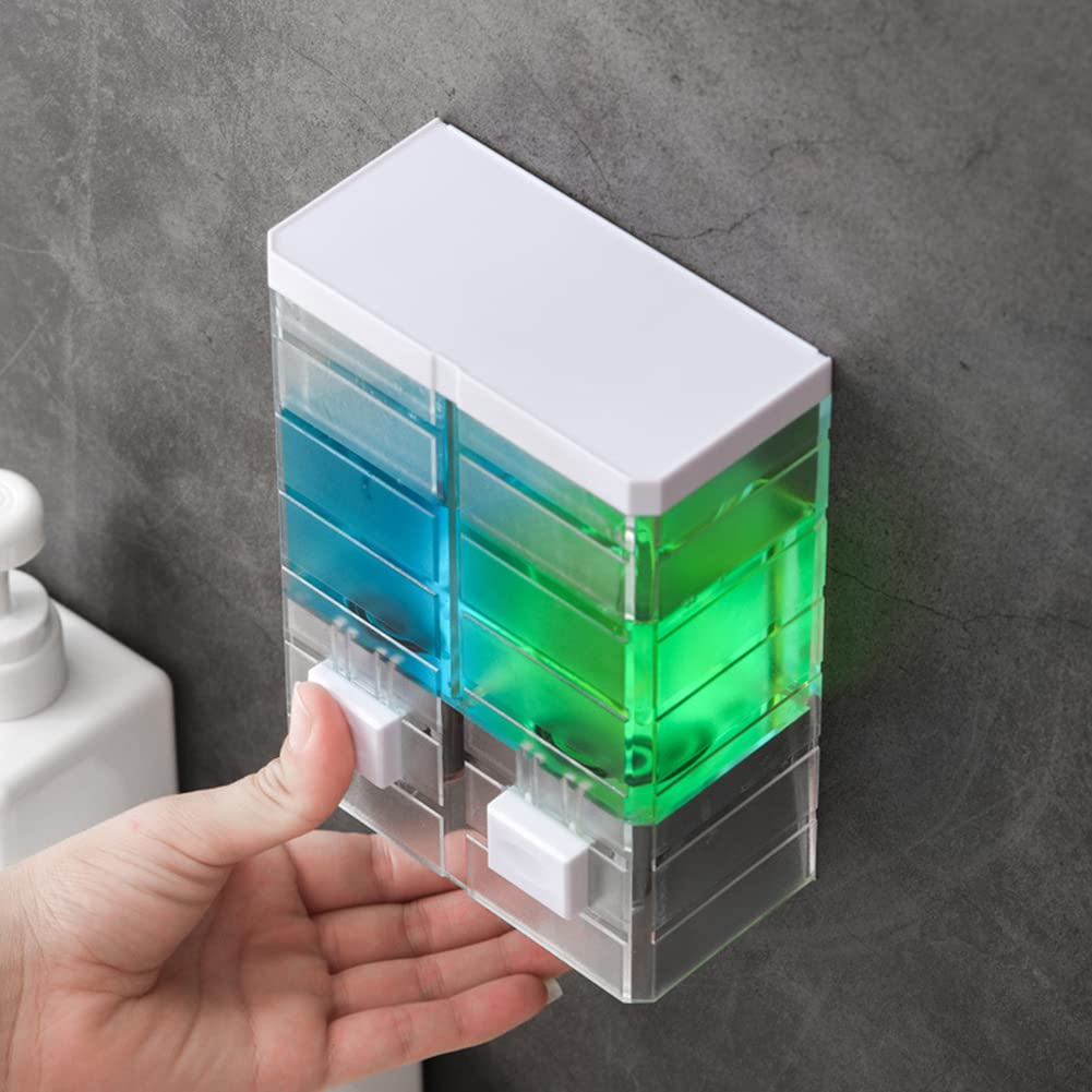 Distributeur de savon liquide manuel Garvee 500 ml, double tête, fixation murale, plastique transparent, pour salle de bain ou hôtel.