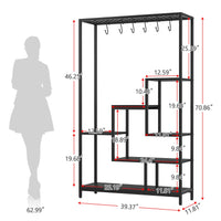 Support pour plantes d'intérieur Garvee, structure métallique à 5 niveaux avec crochets pour balcon et salon, 180 cm (70,9 pouces), noir