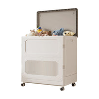 Panier à linge Garvee grand format 123 L avec couvercle et roulettes, pliable, en plastique PP résistant, pour la maison et la buanderie, 64 cm (L) x 40 cm (l) x 63 cm (H)