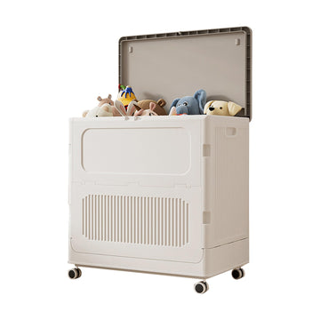 Panier à linge Garvee grand format 123 L avec couvercle et roulettes, pliable, en plastique PP résistant, pour la maison et la buanderie, 64 cm (L) x 40 cm (l) x 63 cm (H)