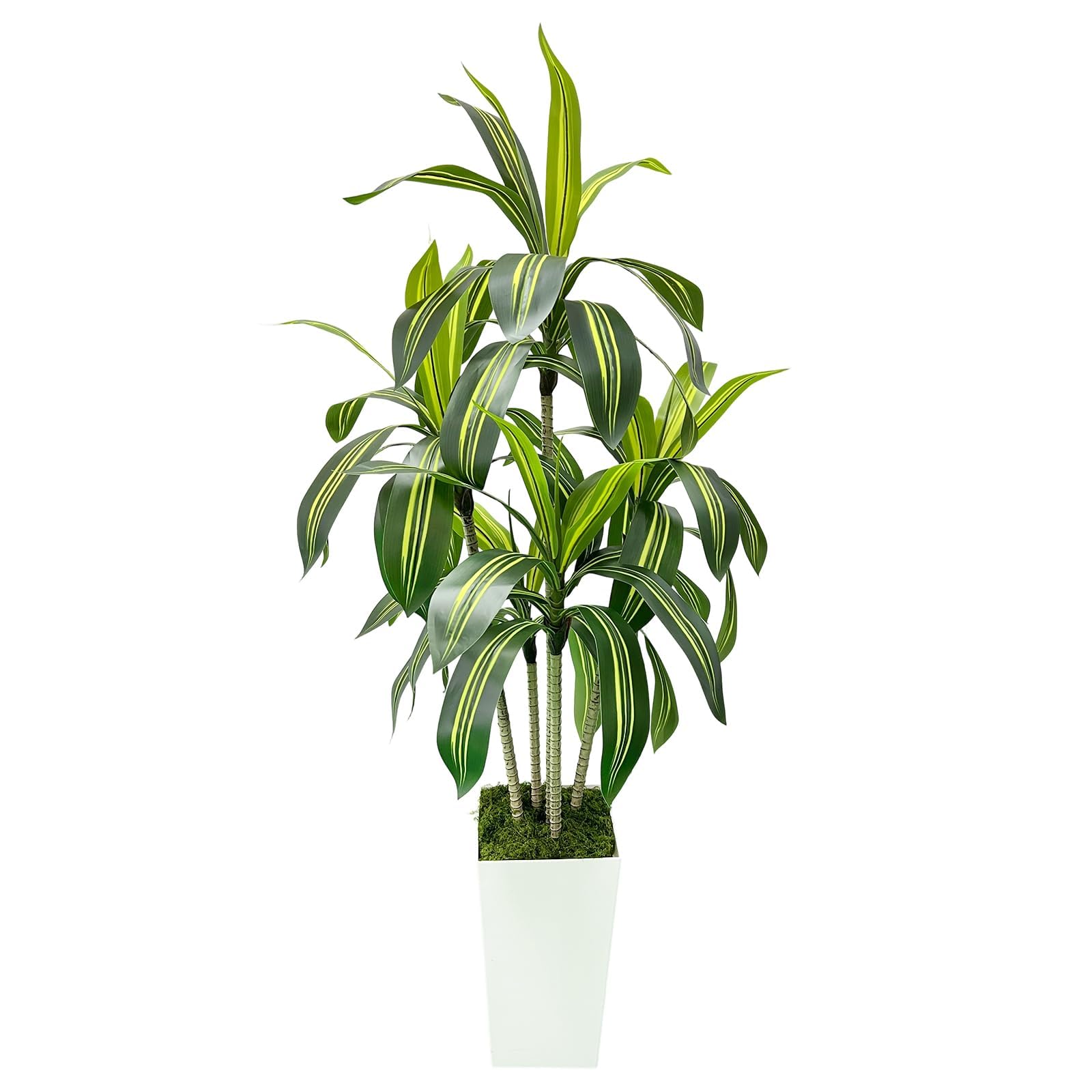 Arbre dragon artificiel Garvee 150 cm avec pot de fleurs blanc pour salon, balcon ou bureau, décoration tropicale verte