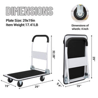 Chariot de manutention pliable Garvee, capacité de charge de 150 kg, roues en acier et caoutchouc, poignée ergonomique, idéal pour le bureau et l'entrepôt.