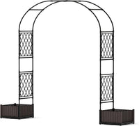 Arche de jardin Garvee avec 2 jardinières, arche en métal revêtu de PE résistant aux intempéries pour le jardin et les fêtes, robuste, facile à monter, noire
