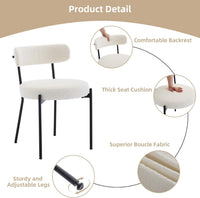 Ensemble de 2 chaises de salle à manger Garvee, style milieu du siècle, en tissu bouclé, pieds et dossier réglables, pieds en métal, ergonomiques et modernes, noires.