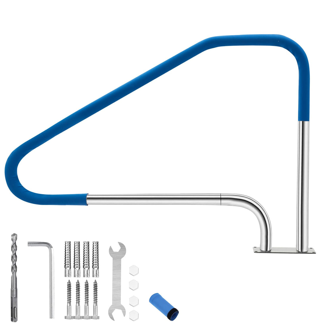 Main courante de piscine Garvee en acier inoxydable 304 avec poignées antidérapantes pour piscines enterrées, capacité de charge de 170 kg
