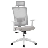 Garvee Chaise De Bureau Ergonomique 158,8kg Avec Support Lombaire Réglable, Accoudoirs Rabattables, Maille Respirante - Blanc & Gris