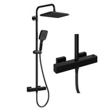 Garvee Colonne de douche thermostatique , douche de tête 30 × 20 cm, acier inoxydable, noir mat