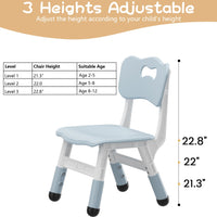 Chaise haute enfant Garvee, réglable en hauteur, 3 positions, en plastique, robuste et légère, pour garçons et filles de 2 à 6 ans, lot de 2, gris-bleu, pour la maison et la maternelle