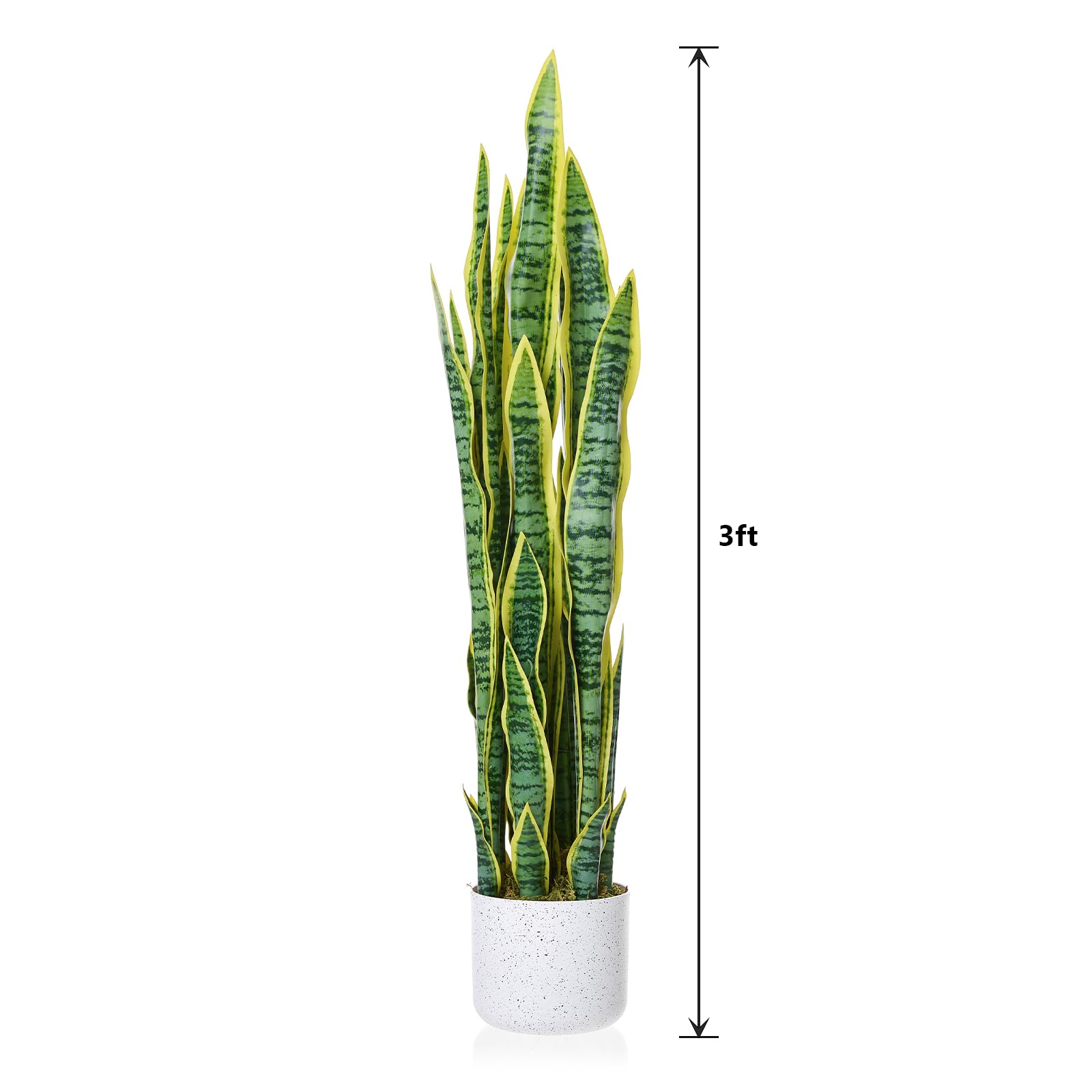 Garvee Plante artificielle Sansevieria 90 cm avec pot blanc, feuillage réaliste vert, décoration sans entretien pour salon, bureau, entrée ou chambre