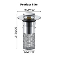 Garvee Lot de 2 Bouchons de Lavabo en Acier Inoxydable, Noyau en Cuivre, Filtre Anti-Bouchage avec Panier Amovible, Compatible Lavabos Standards, Argenté, en Boîte