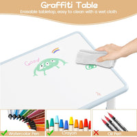Table enfant Garvee avec chaises, hauteur réglable, plateau style graffiti, ergonomique, PEHD, coussins antidérapants pour maternelle et salle de jeux, 4 chaises