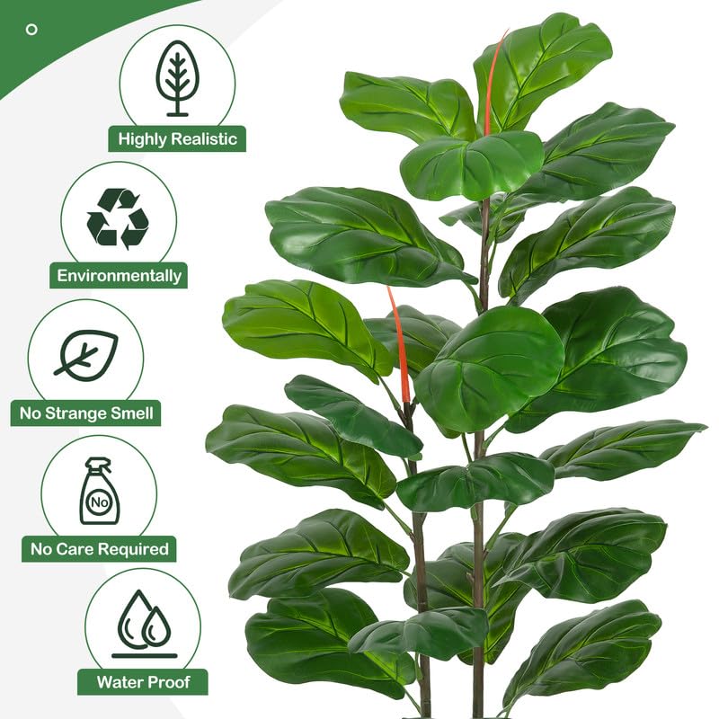 Ficus lyrata artificiel Garvee de 99 cm (39 pouces), en plastique vert réaliste et facile d'entretien, idéal pour le bureau et le salon.
