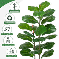 Ficus lyrata artificiel Garvee de 99 cm (39 pouces), en plastique vert réaliste et facile d'entretien, idéal pour le bureau et le salon.