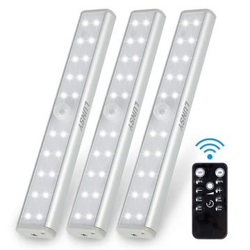 Lot de 3 lampes rechargeables Garvee pour sous-meubles avec télécommande, pour cuisine et placards, 140 lm, intensité variable, magnétiques, blanches