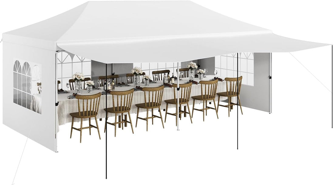 Chapiteau pliant ultra-résistant Garvee 3x6m avec 6 panneaux latéraux amovibles pour événements commerciaux, hauteur réglable, fenêtres transparentes, noir