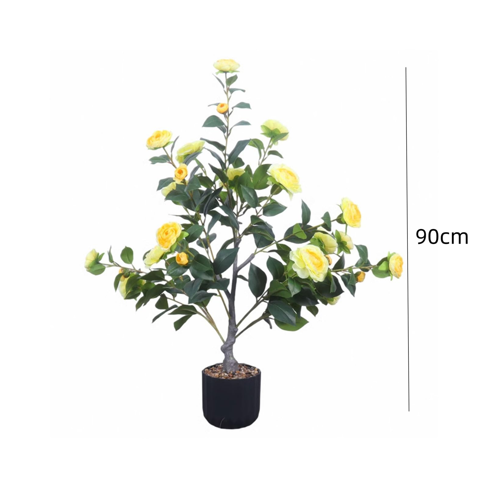 Camélia artificiel Garvee de 90 cm avec fleurs réalistes, pour l'intérieur et l'extérieur, facile d'entretien, durable et vert.