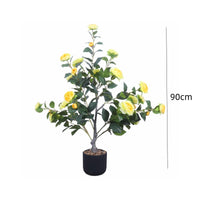 Camélia artificiel Garvee de 90 cm avec fleurs réalistes, pour l'intérieur et l'extérieur, facile d'entretien, durable et vert.