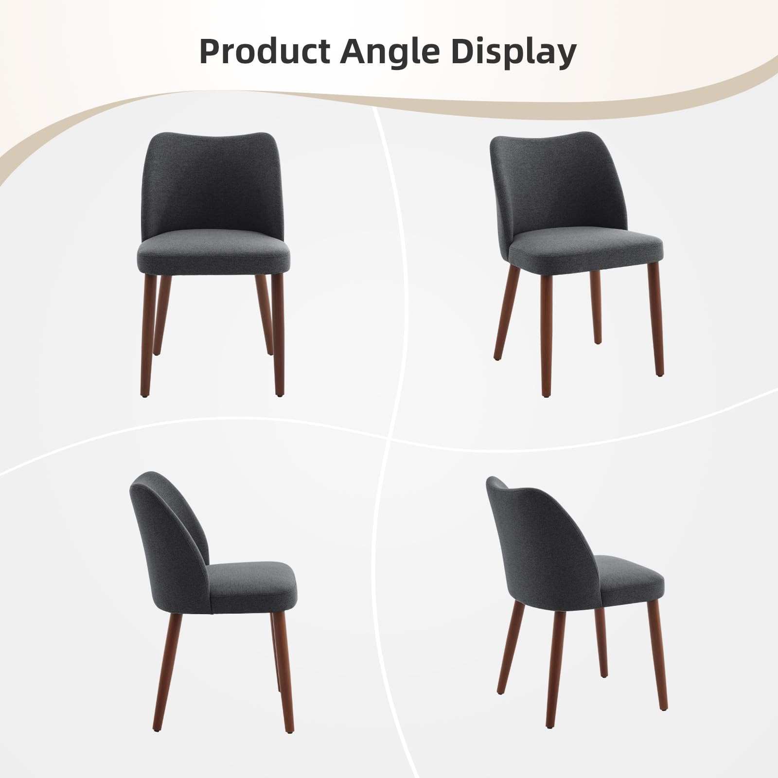 Chaises de salle à manger Garvee rembourrées, lot de 2, revêtement en tissu et pieds en bois, pour restaurants et cafés, 78 x 47 x 51 cm, grises