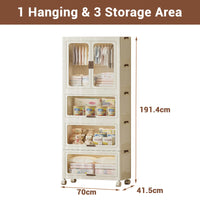 Armoire portable Garvee à 4 niveaux pour enfants avec portes, tringle à vêtements en plastique et 10 cintres pour chambre et salle de jeux