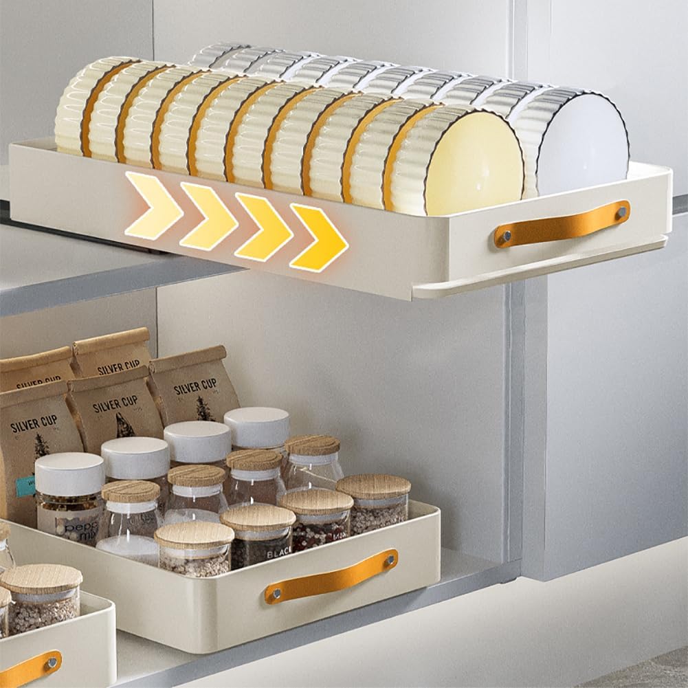 Organisateur extensible Garvee pour placards de cuisine et de salle de bain, en acier inoxydable, sans perçage, 48 cm, argenté, gain de place et facile à nettoyer
