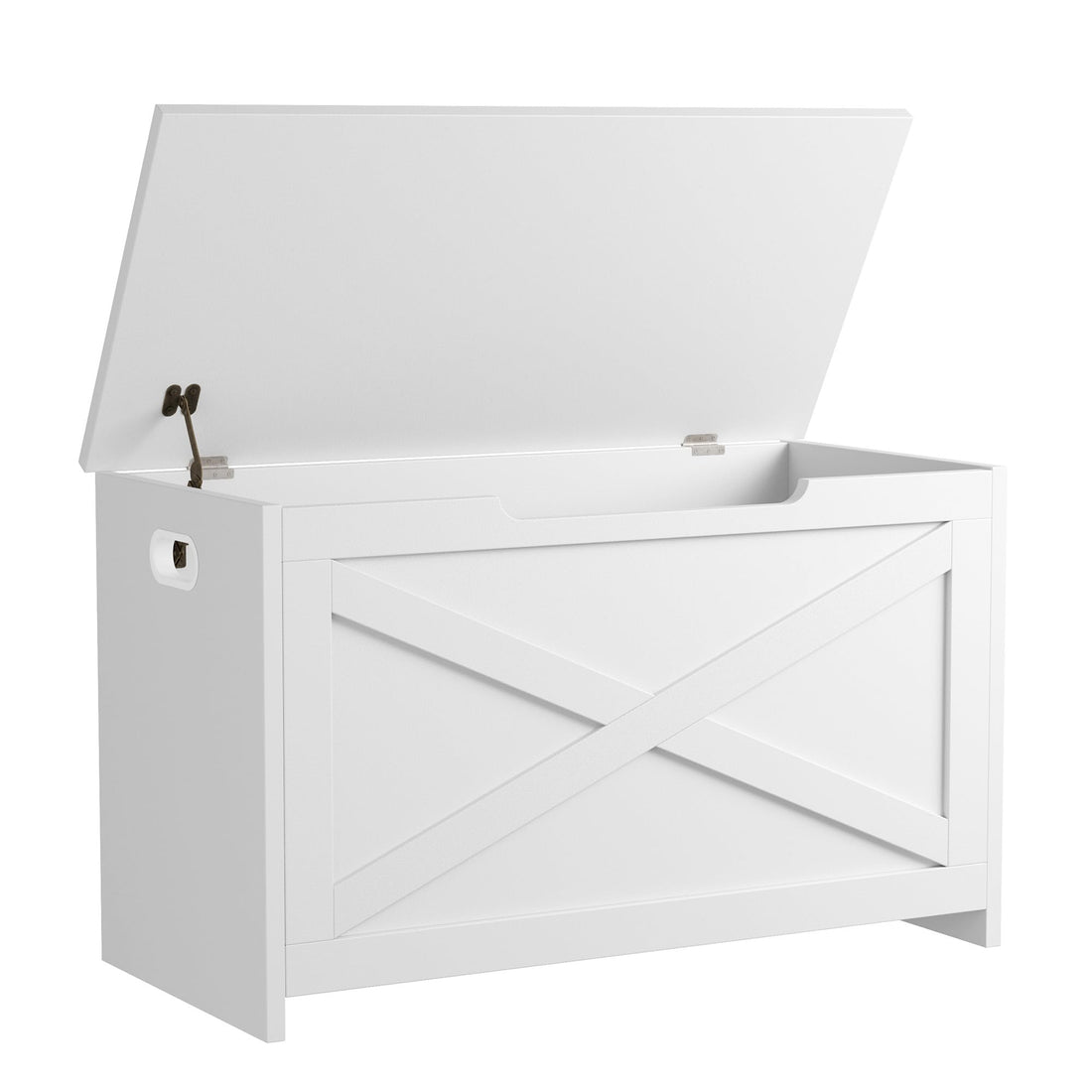 Banc de rangement en bois Garvee de 76 cm avec verrou de sécurité, grand banc à chaussures pour salon et chambre, robuste et polyvalent, marron