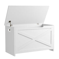 Banc de rangement en bois Garvee de 76 cm avec verrou de sécurité, grand banc à chaussures pour salon et chambre, robuste et polyvalent, marron