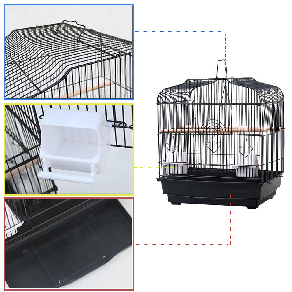 Cage de transport Garvee pour petits oiseaux avec structure métallique, plateau de fond amovible, portable, pour canaris et perruches, compacte, transparente