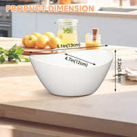Ensemble de 4 grands bols ovales en porcelaine Garvee de 1,25 L (42 oz), 20 cm (8 po), blancs, empilables de façon ergonomique pour la cuisine et la table.