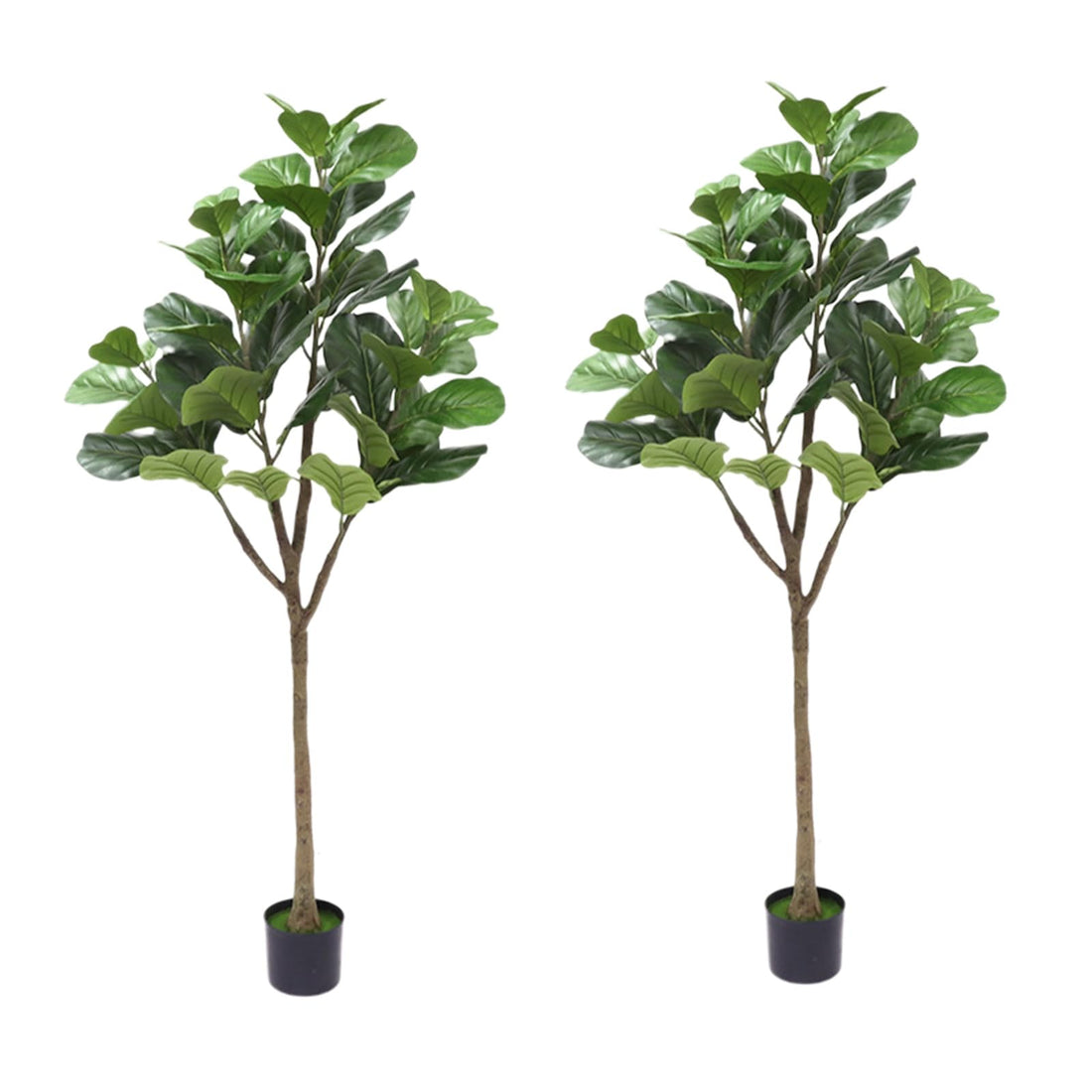 Garvee Ficus lyrata artificiel de 150 cm avec pot en corde véritable, feuilles ajustables, base en ciment stable pour salon et bureau, vert, 1.5 mètre