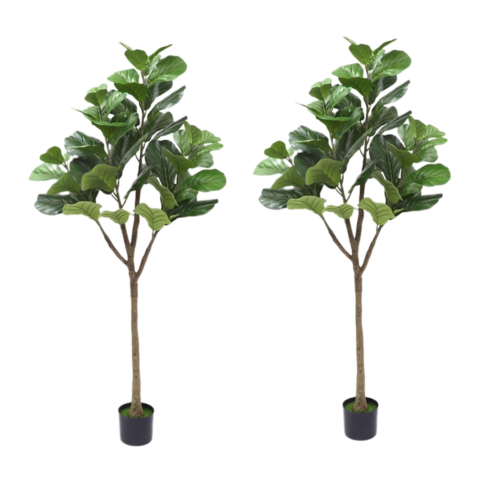 Ficus lyrata artificiel Garvee de 1,5 m avec pot en corde véritable, feuilles ajustables, base en ciment stable pour salon et bureau, vert, 1,5 mètre