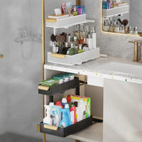 Organisateur sous évier Garvee, lot de 2, métal, tiroir coulissant à 2 niveaux, hauteur réglable, cuisine, salle de bain, garde-manger