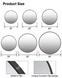 Miroir mural rond Garvee 24 pouces, cadre en métal noir, style moderne pour salon, salle de bain ou couloir