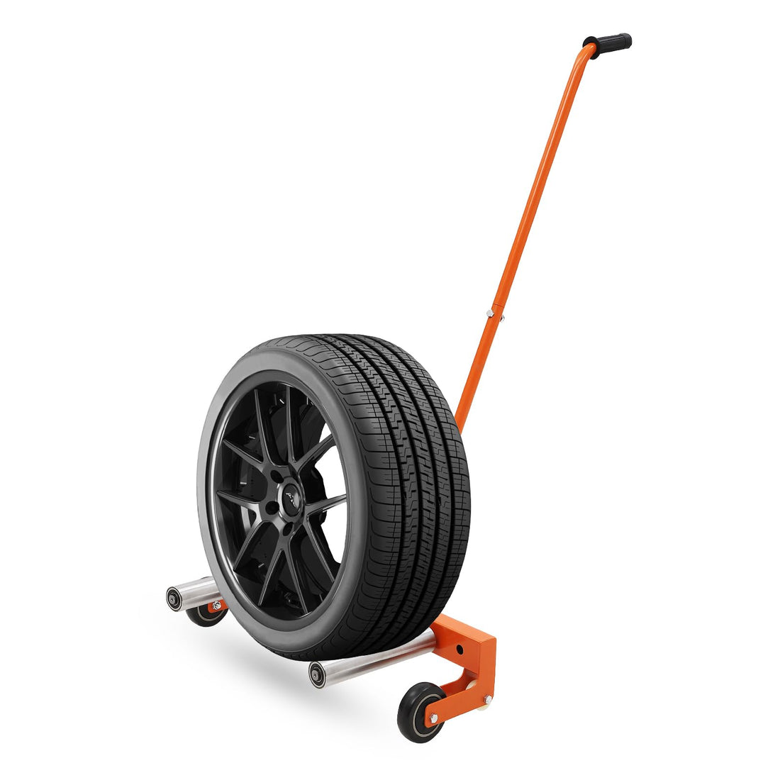 Chariot porte-roue Garvee pour pneus de camion, réglable, capacité 150 kg, rouleaux de 24 cm, rotation 360°, pour pneus de 16,5 à 62 cm de large, idéal pour garage et atelier, couleur orange
