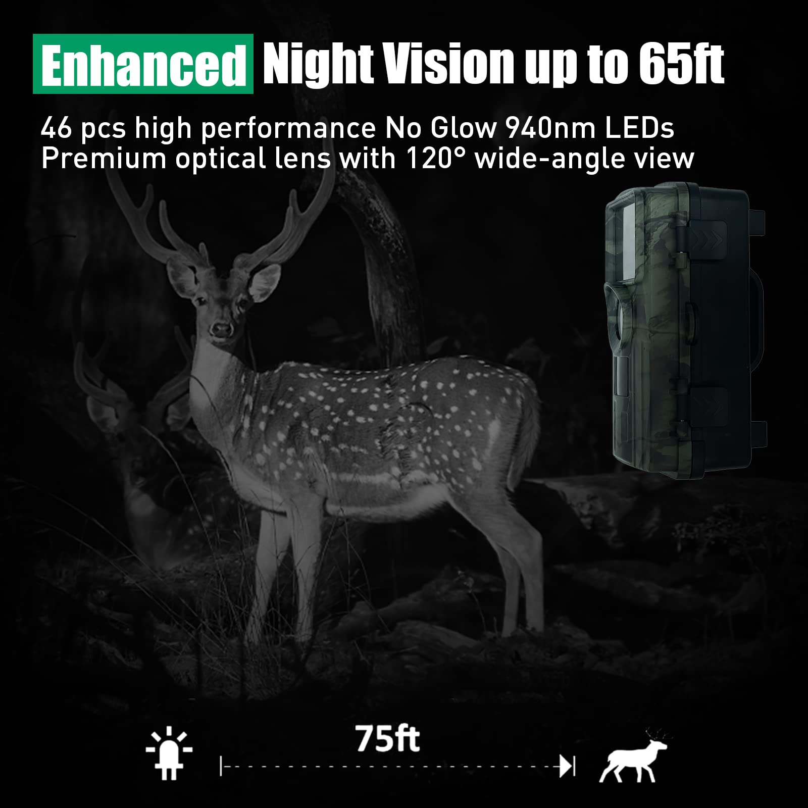 Caméra de surveillance Garvee Wildlife Camera 32MP 1080P WiFi IP66 étanche pour la chasse en extérieur avec vision nocturne (noire)