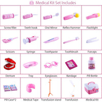Coffret de dentiste Garvee, 20 pièces, mallette robuste pour jeux de rôle, école, rose